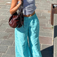 Dry lace top and wide leg pant