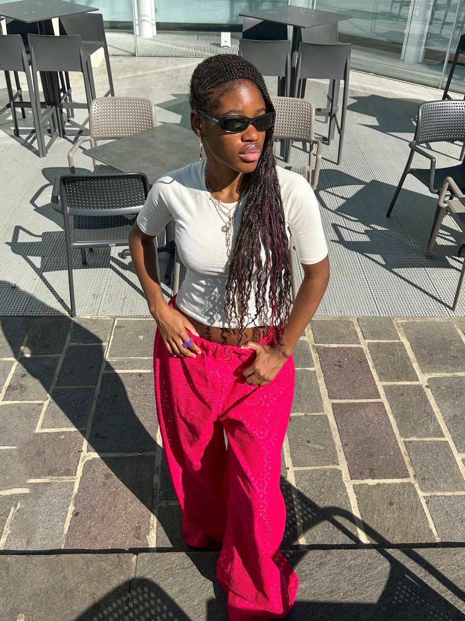 Dry lace top and wide leg pant