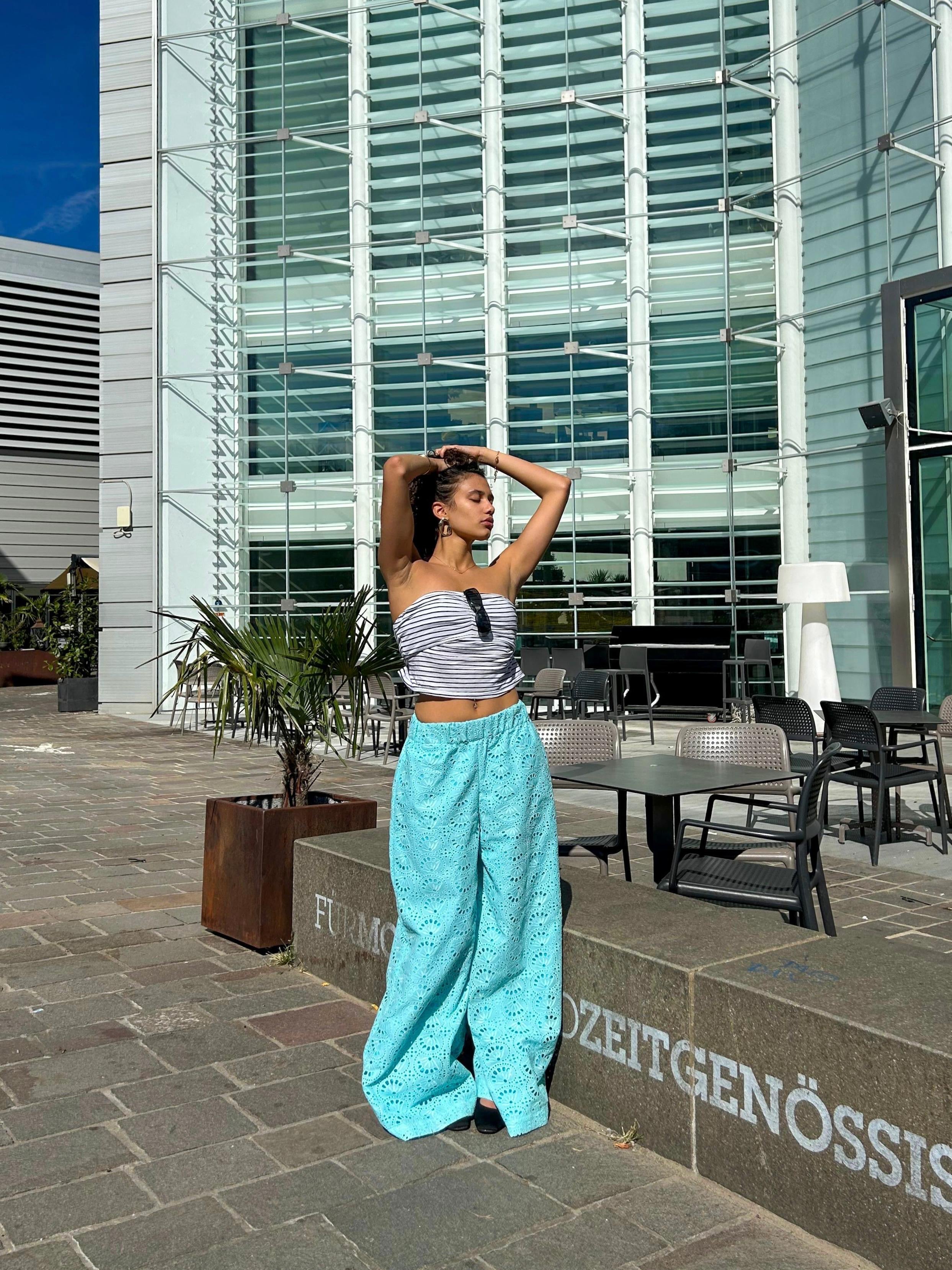Dry lace top and wide leg pant