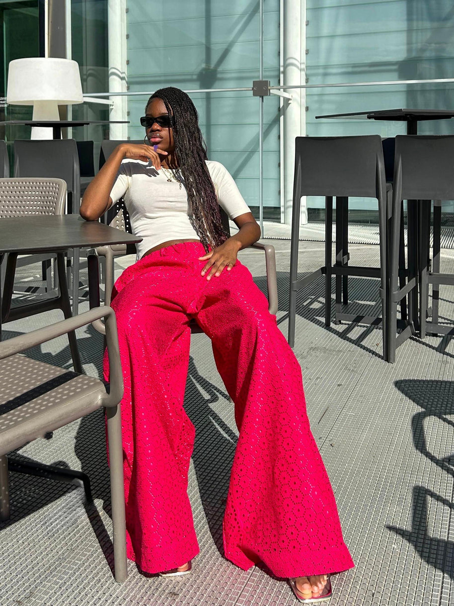 Dry lace top and wide leg pant