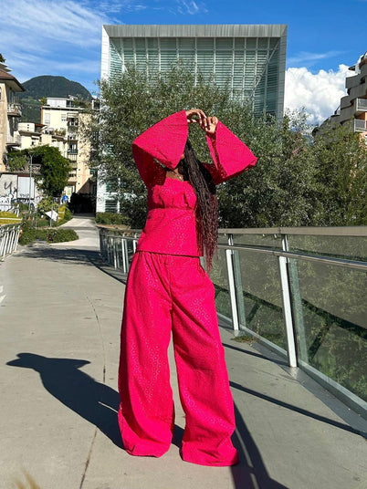 Dry lace top and wide leg pant