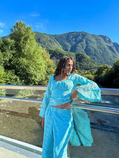 Dry lace top and wide leg pant